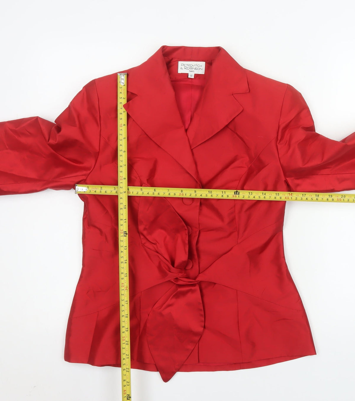 Petrovitch & Robinson Red Silk Skirt Suit Dress Set Women UK 12