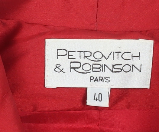 Petrovitch & Robinson Red Silk Skirt Suit Dress Set Women UK 12