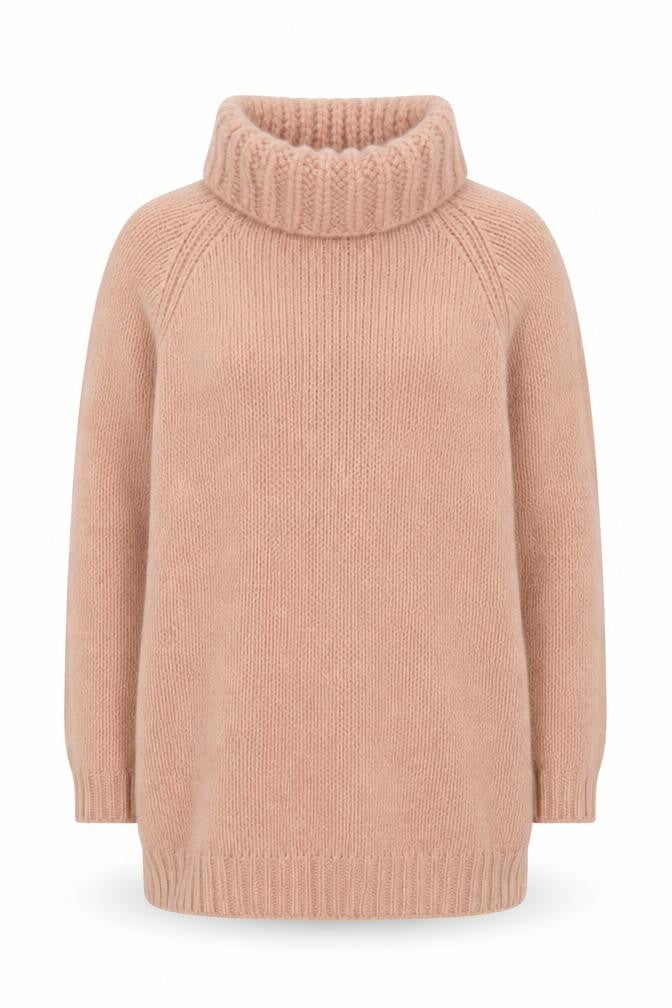 MNG Women's Pink Roll Neck Angora Blend Jumper Size 12