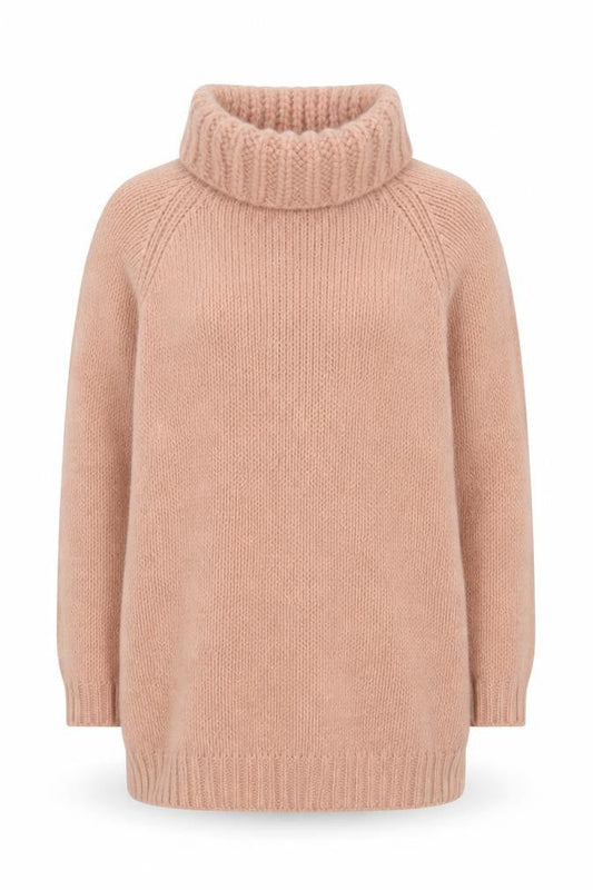 Mango Women's Pink Roll Neck Angora Blend Jumper Size 12