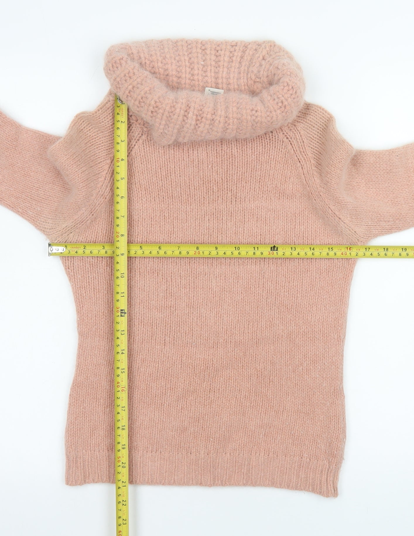 MNG Women's Pink Roll Neck Angora Blend Jumper Size 12
