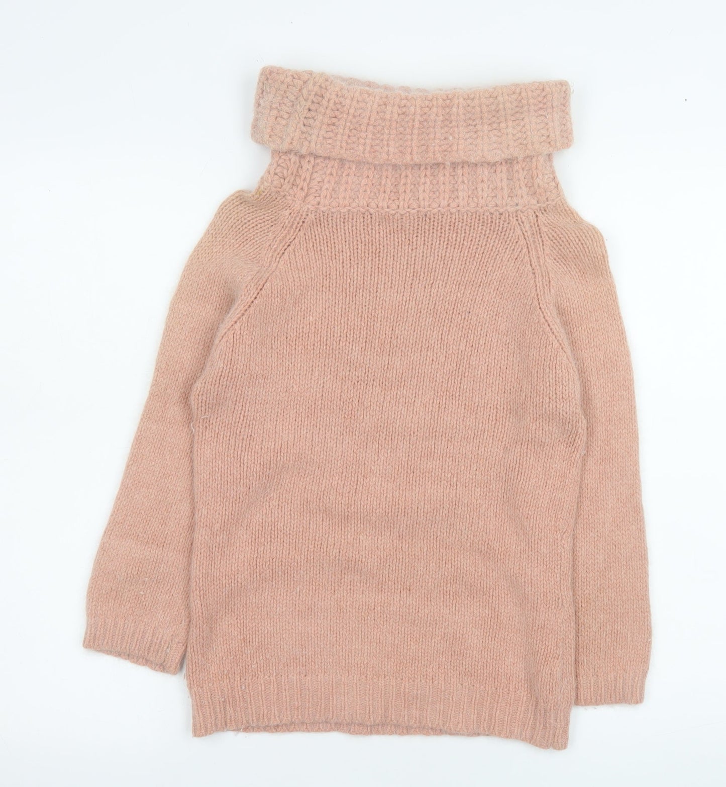 MNG Women's Pink Roll Neck Angora Blend Jumper Size 12