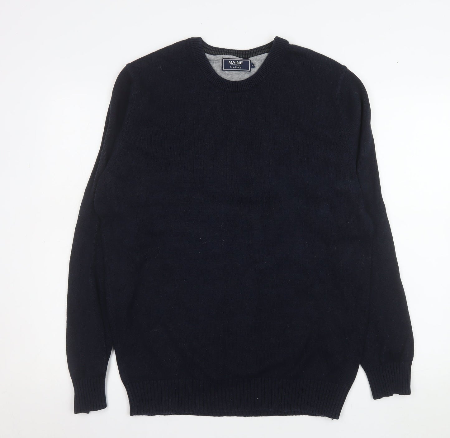 Maine New England Men's Blue Cotton Crew Neck Pullover Jumper M