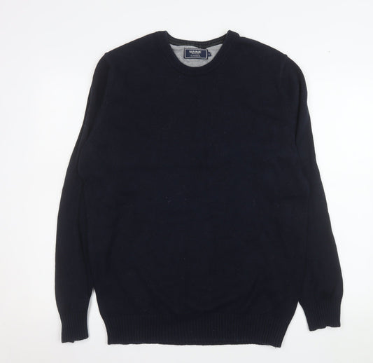 Maine New England Men's Blue Cotton Crew Neck Pullover Jumper M