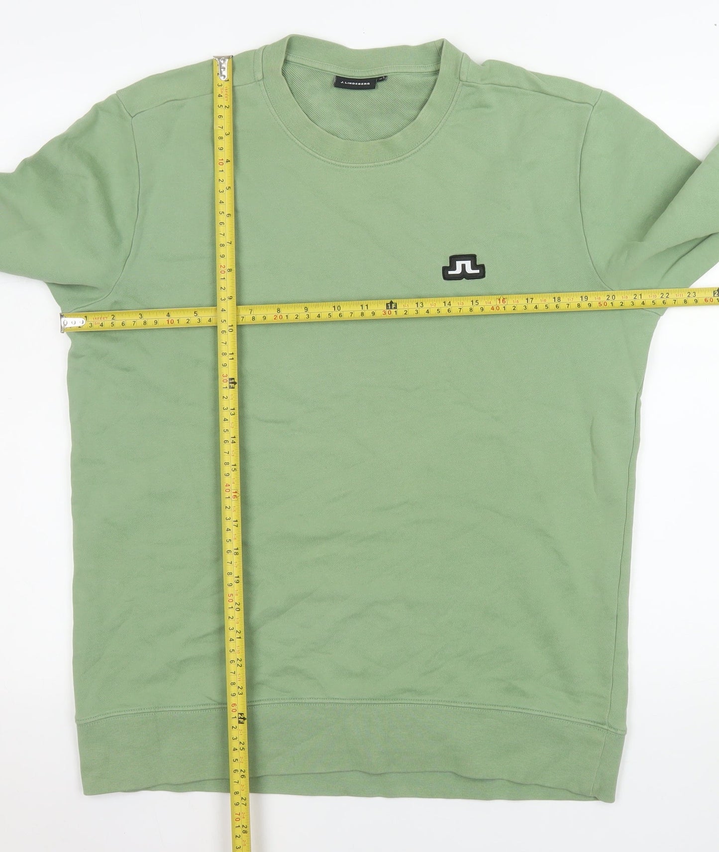 J.Lindeberg Men's Green Cotton Crew Neck Pullover Sweatshirt M