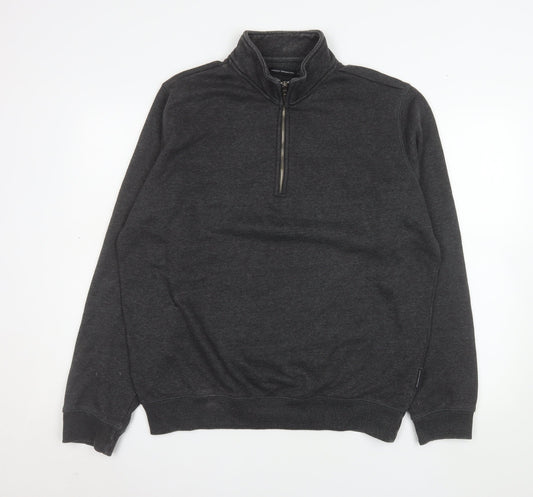 French Connection Men's Grey 1/2 Zip High Neck Sweatshirt Size L
