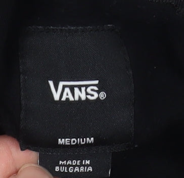 Vans Boys Black Pullover Hoodie Medium Graphic Print Fleece Skate Sweatshirt