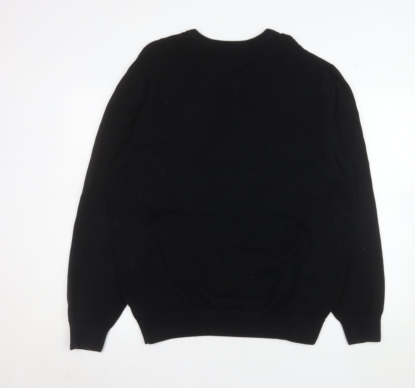Maine New England Men’s Black Cotton V-Neck Pullover Sweater Size L