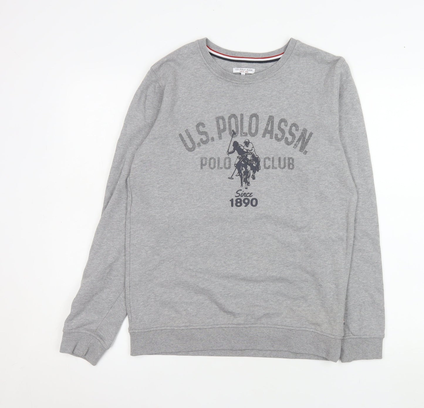 U.S. Polo Assn. Boys Grey Pullover Sweatshirt 12-13 Years Crew Neck Logo Print