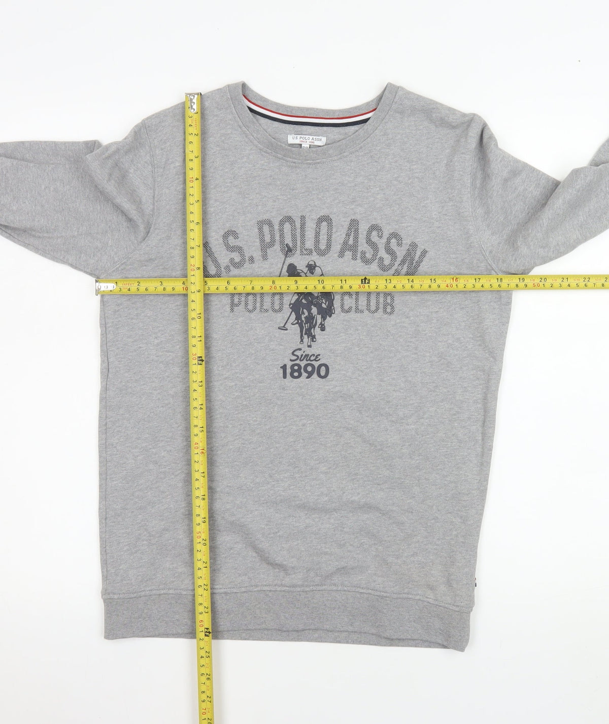U.S. Polo Assn. Boys Grey Pullover Sweatshirt 12-13 Years Crew Neck Logo Print