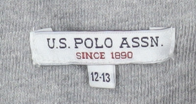 U.S. Polo Assn. Boys Grey Pullover Sweatshirt 12-13 Years Crew Neck Logo Print