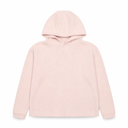 Front view of Firetrap girls’ pink ribbed pullover hoodie, size 13, years viscose blend