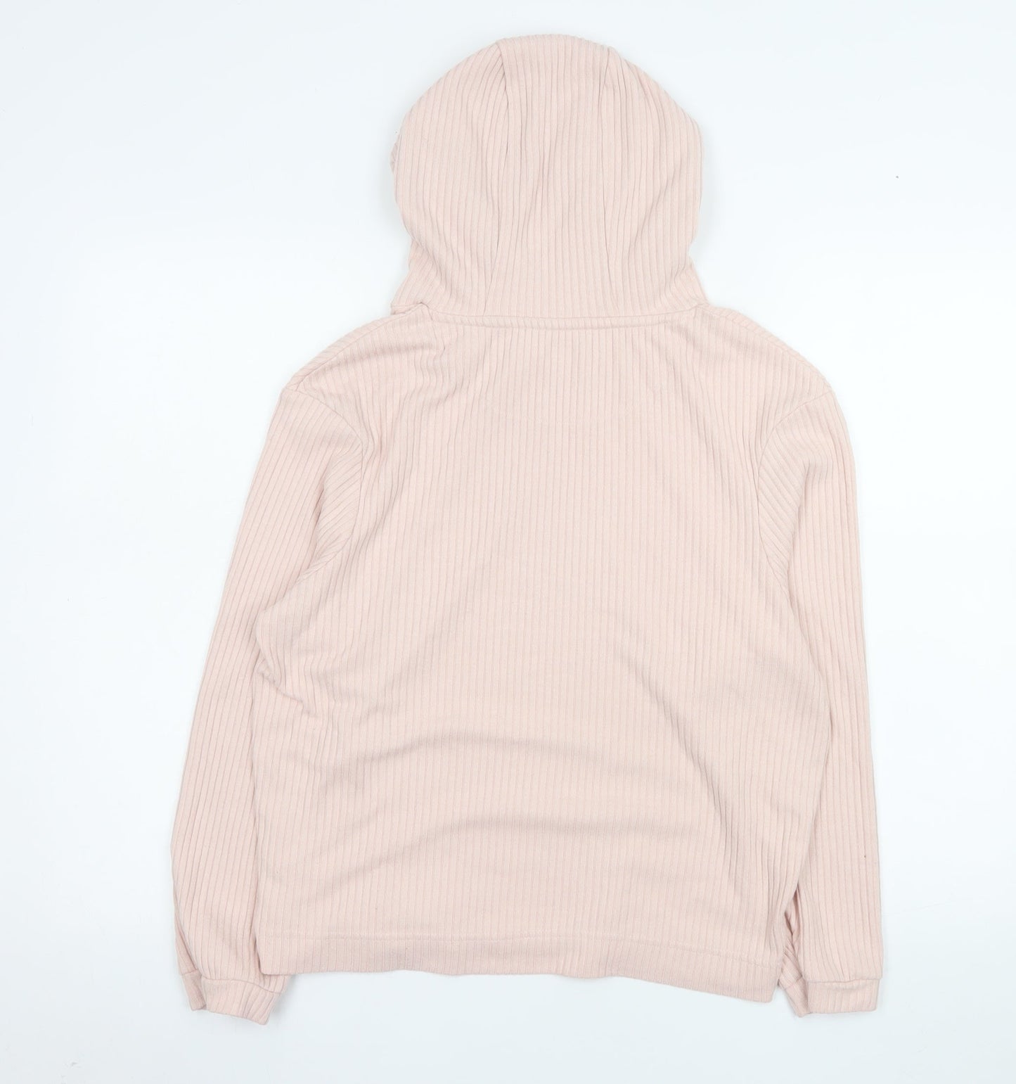 Firetrap Girls Pink Ribbed Pullover Hoodie Size 13 Years Viscose Blend