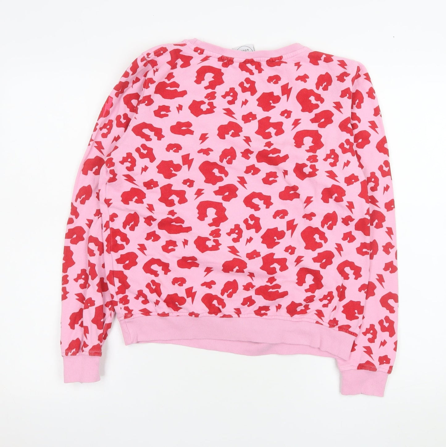 Scamp & Dude Womens Pink Red Leopard Print XS Cotton Sweatshirt
