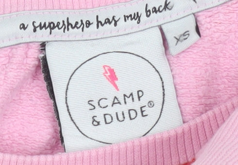 Scamp & Dude Womens Pink Red Leopard Print XS Cotton Sweatshirt