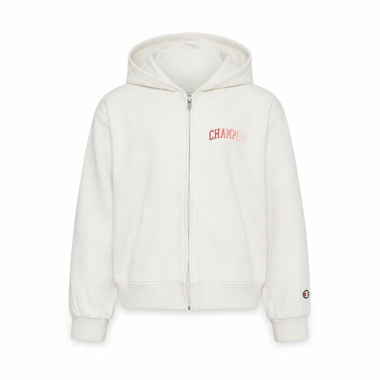 Front view of Champion girls’ white hooded full zip basic jacket 13-14 years