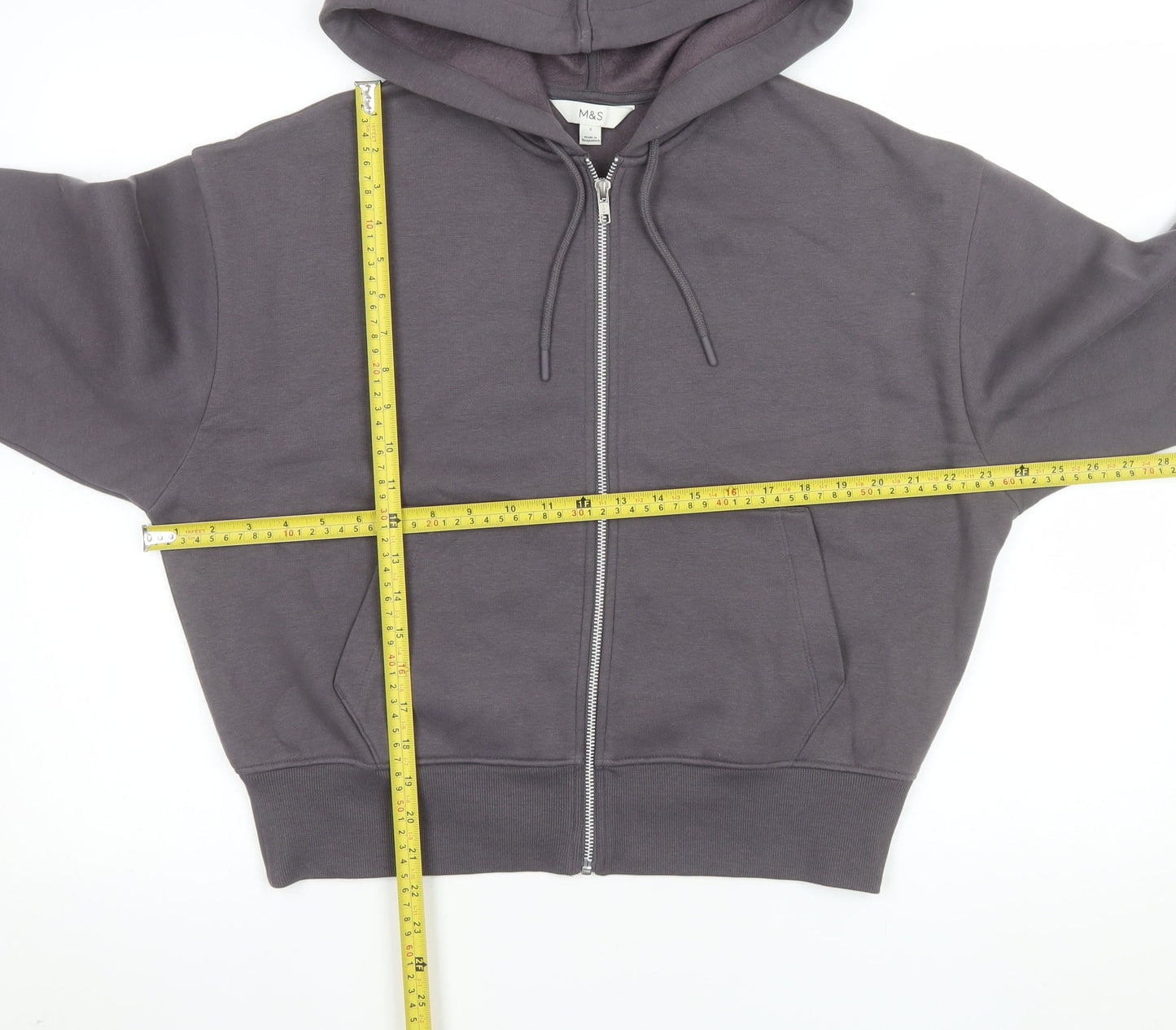 Marks and Spencer Women Grey Small Hoodie Zip Jacket