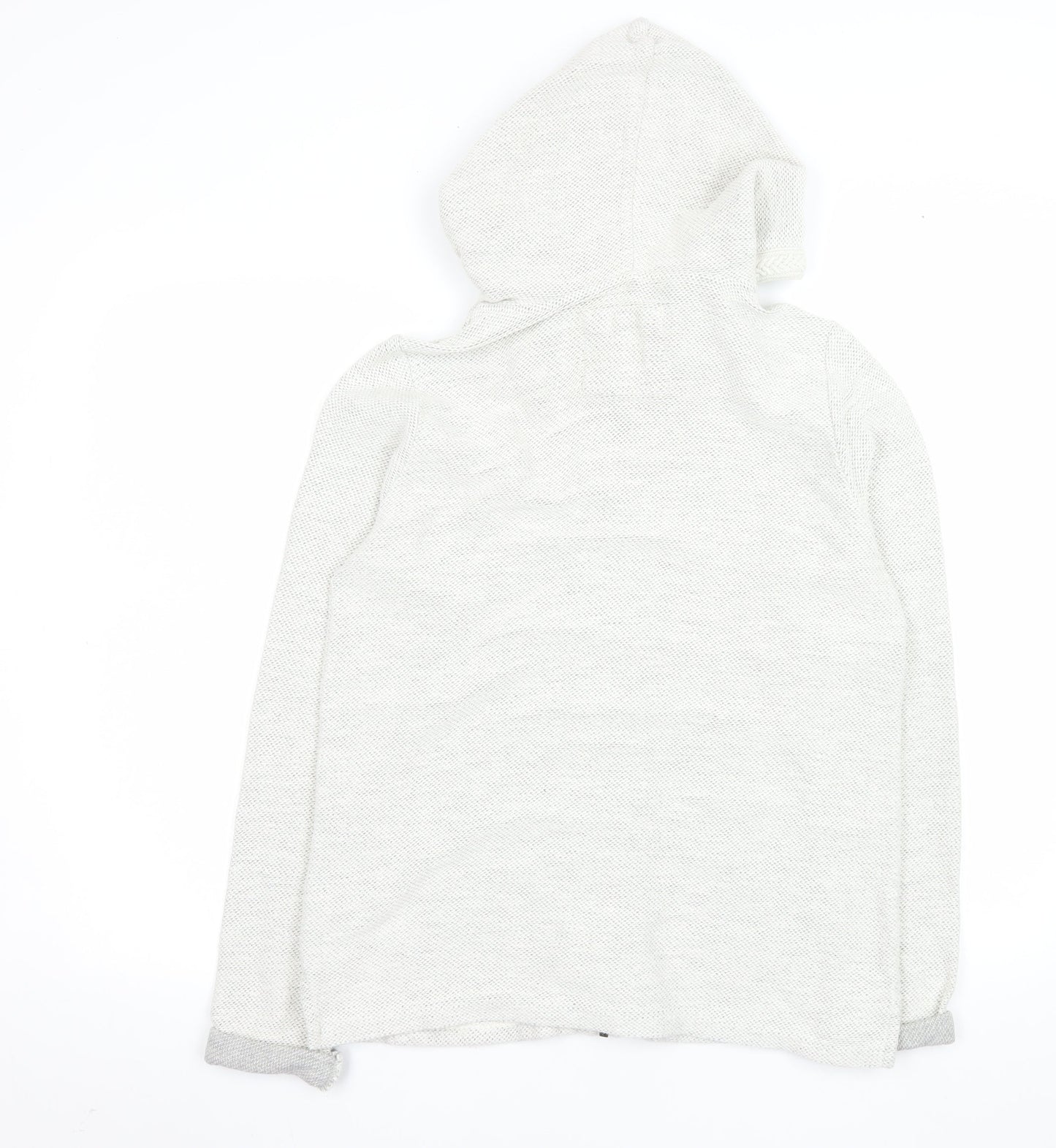 Fat Face Women Ivory Cotton Knit Hooded Zip Jacket Size 12