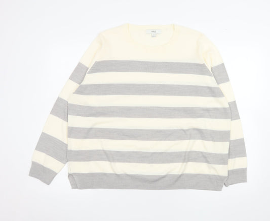 Marks and Spencer Women’s Grey Mix Size 18 Striped Acrylic Jumper