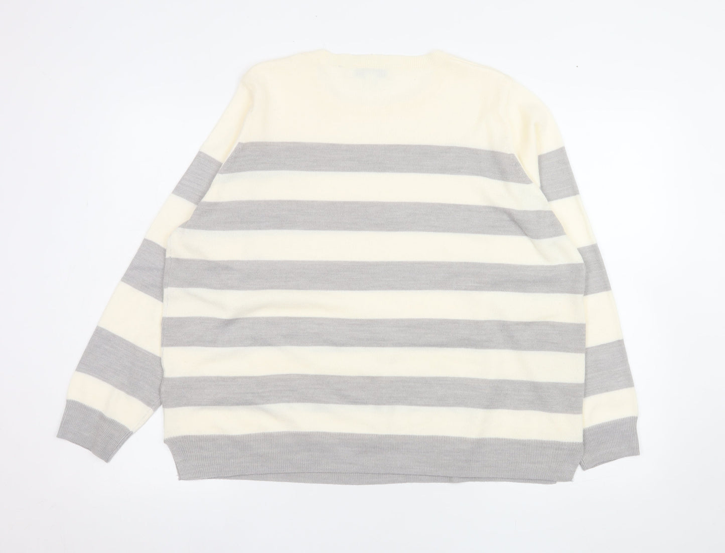 Marks and Spencer Women’s Grey Mix Size 18 Striped Acrylic Jumper