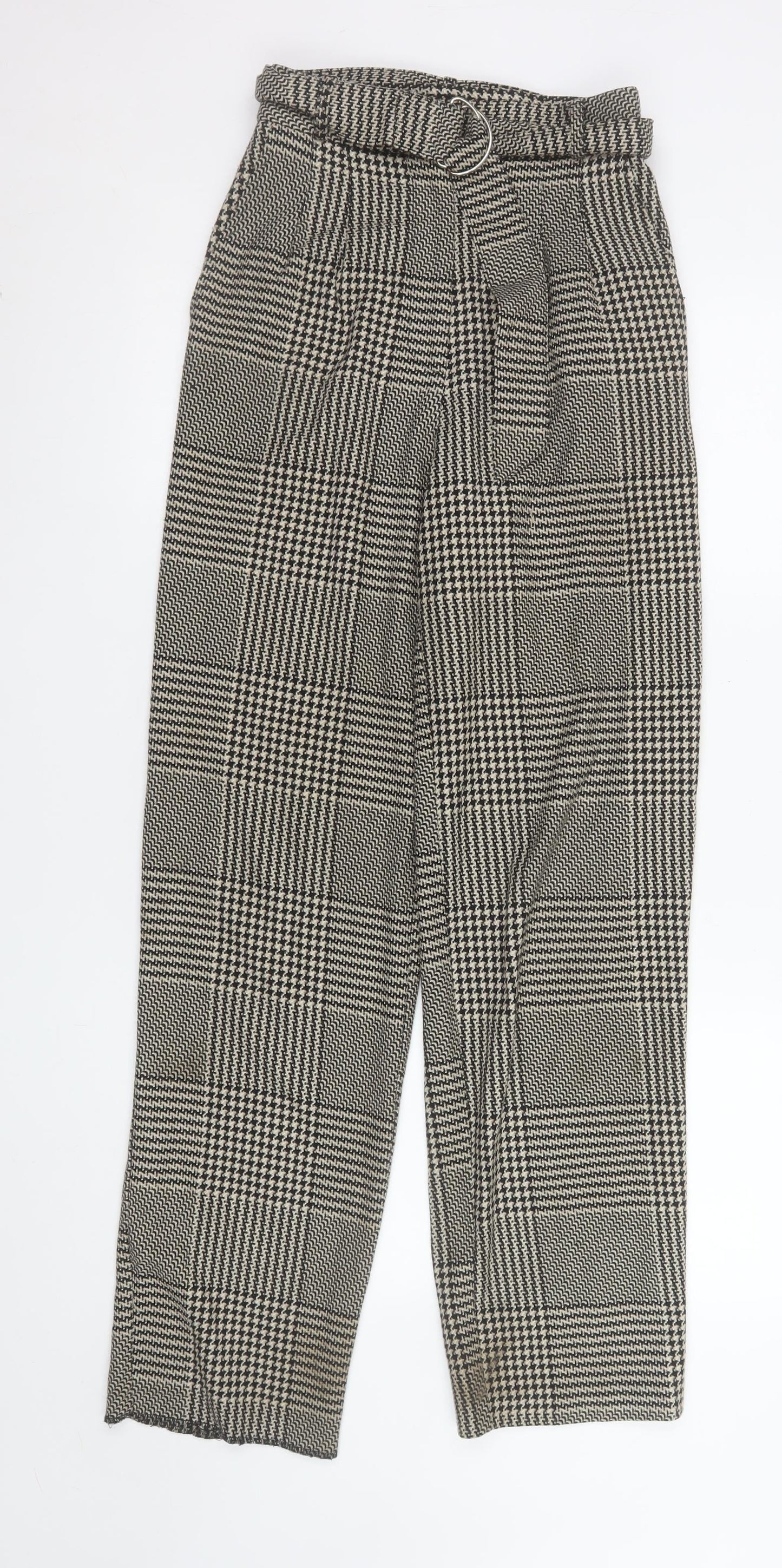 Light Before Dark Women's Black Check Tweed Paperbag Trousers XS