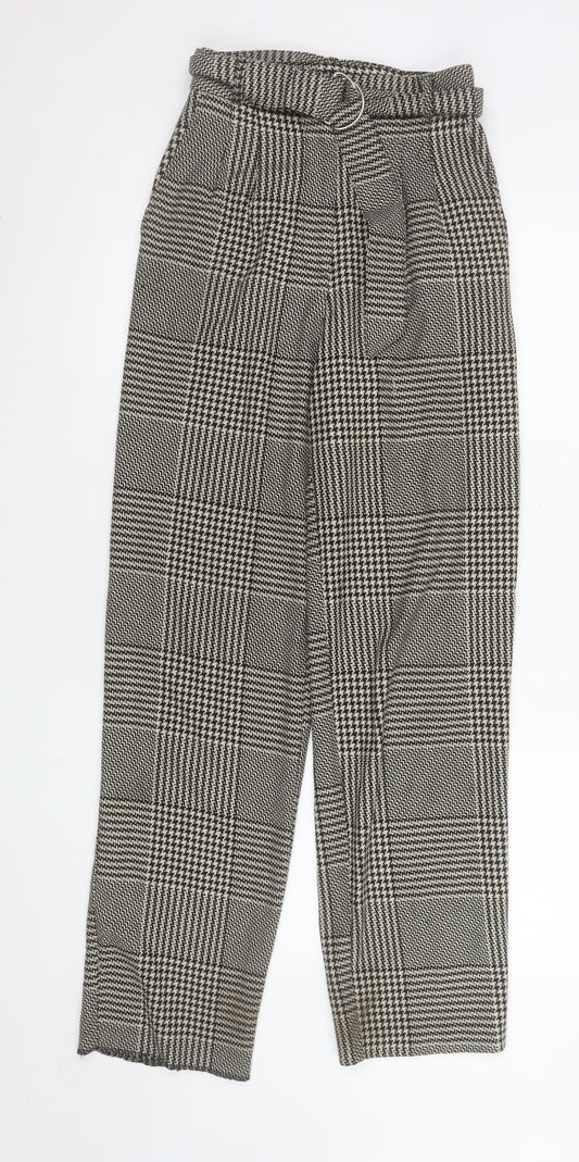 Light Before Dark Women's Black Check Tweed Paperbag Trousers XS