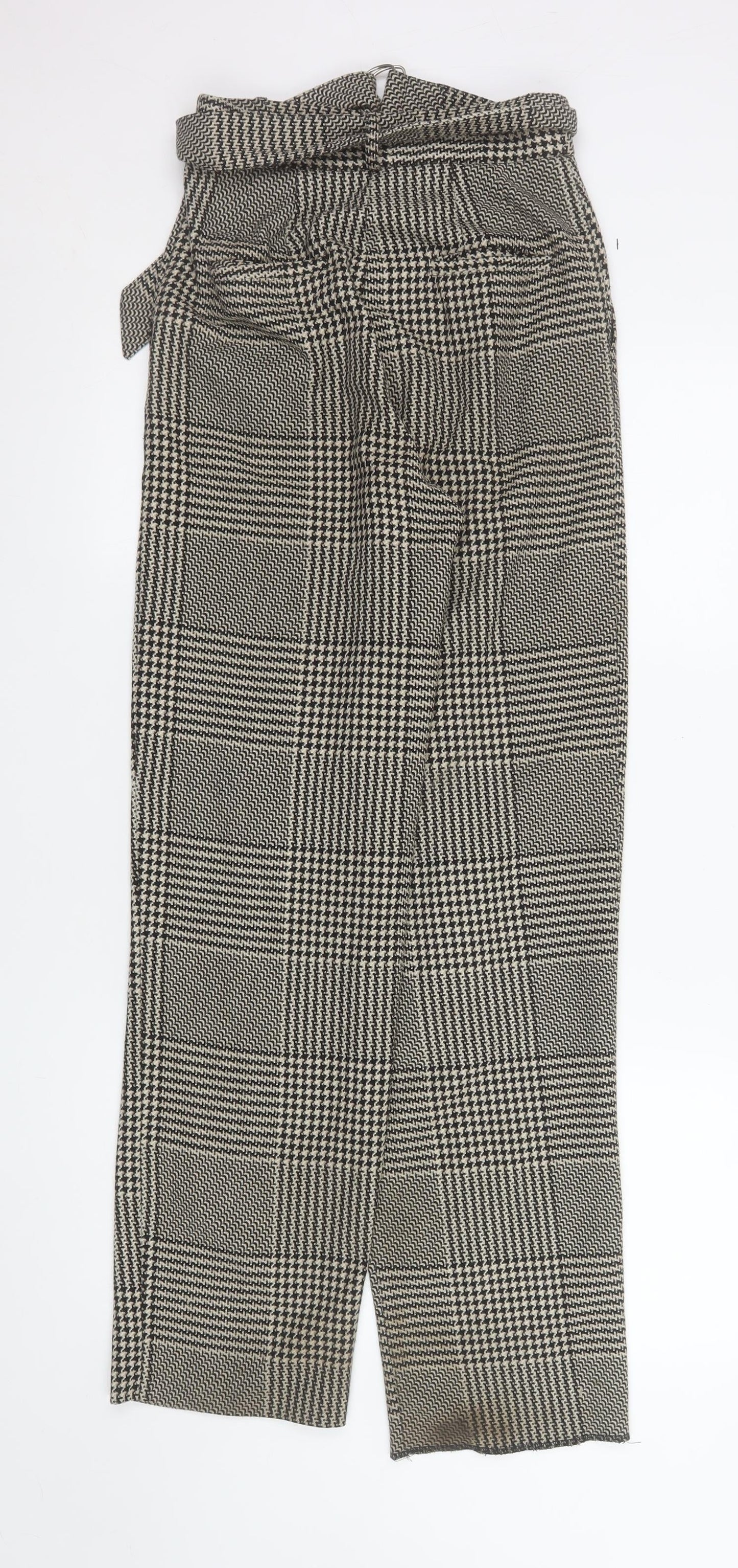 Light Before Dark Women's Black Check Tweed Paperbag Trousers XS