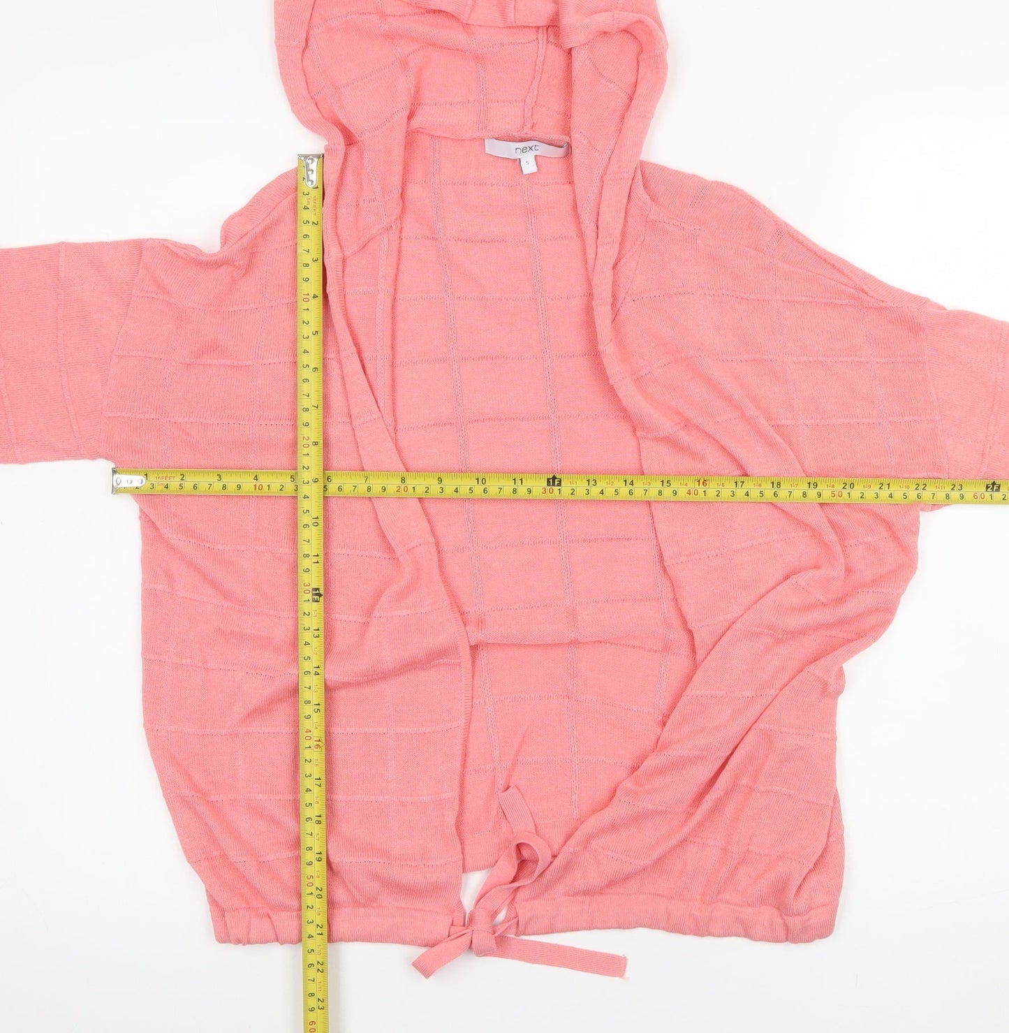 Next Womens Pink Hooded Lightweight Cardigan Size S Viscose Knit