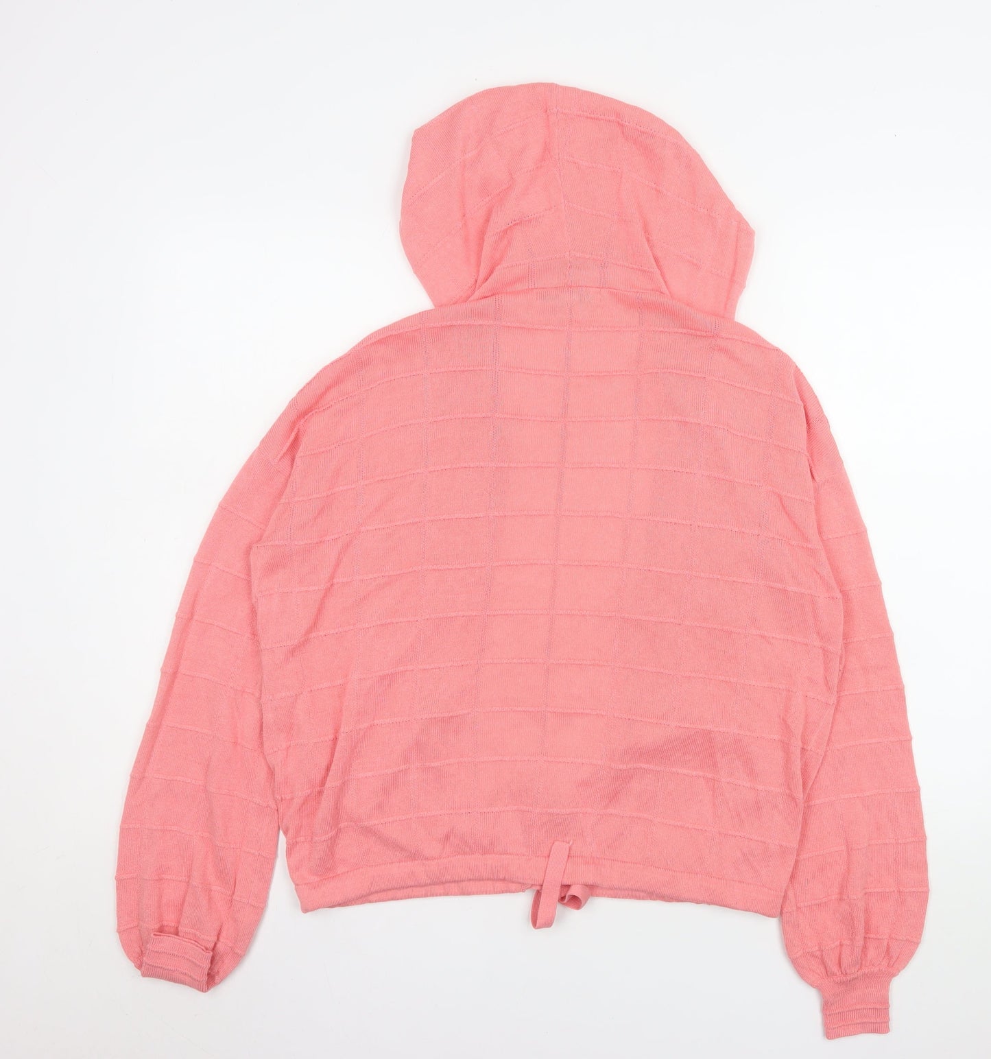 Next Womens Pink Hooded Lightweight Cardigan Size S Viscose Knit