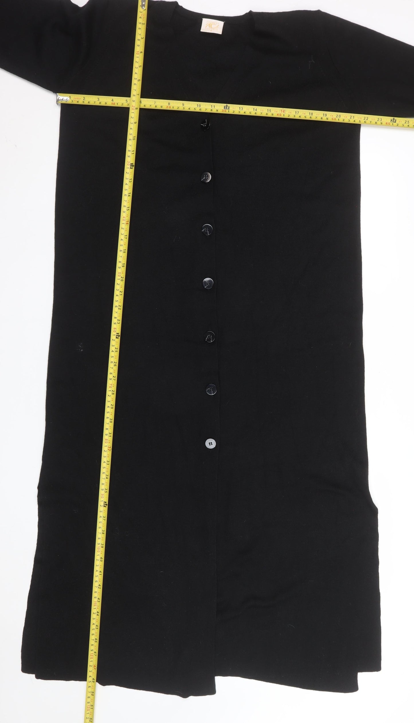 Country Casuals Women Black Wool Blend Midi Button Shirt Dress M