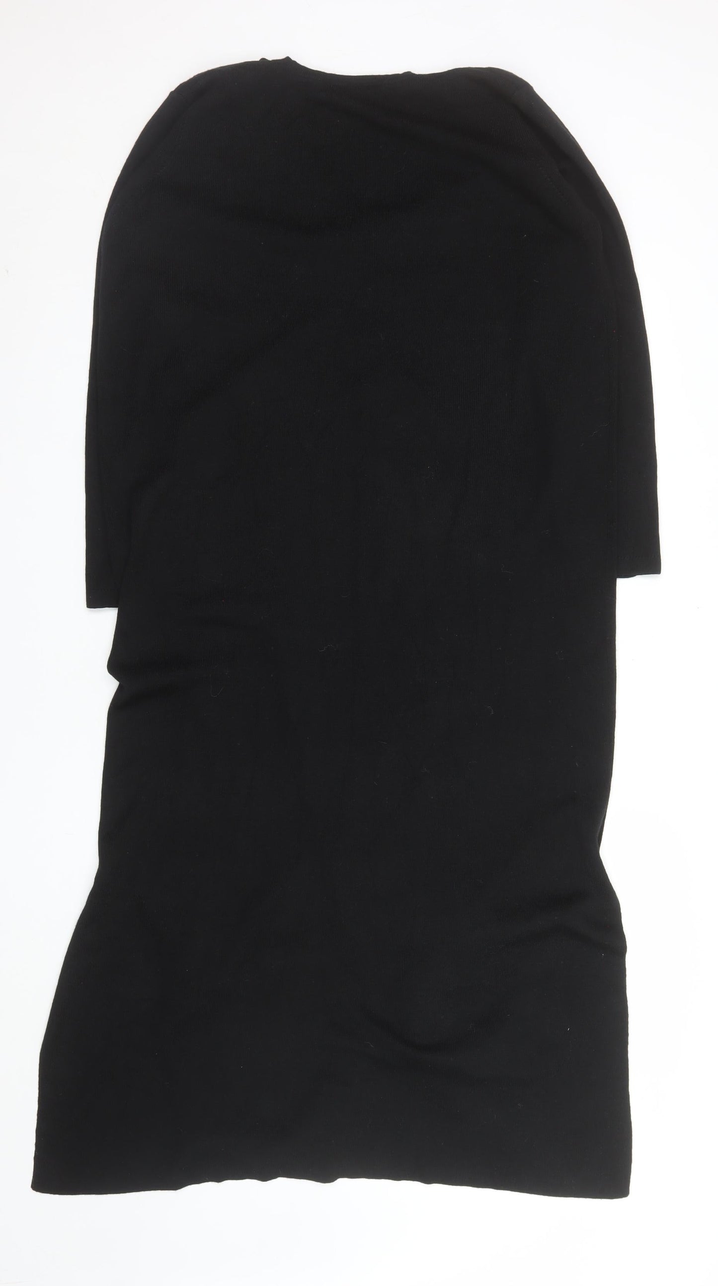 Country Casuals Women Black Wool Blend Midi Button Shirt Dress M
