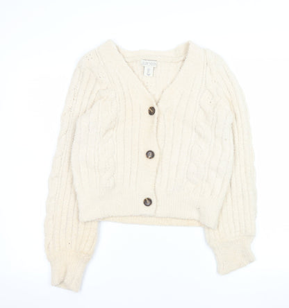 Ruby Moon Women’s Ivory Cable-Knit Button Cardigan Size S