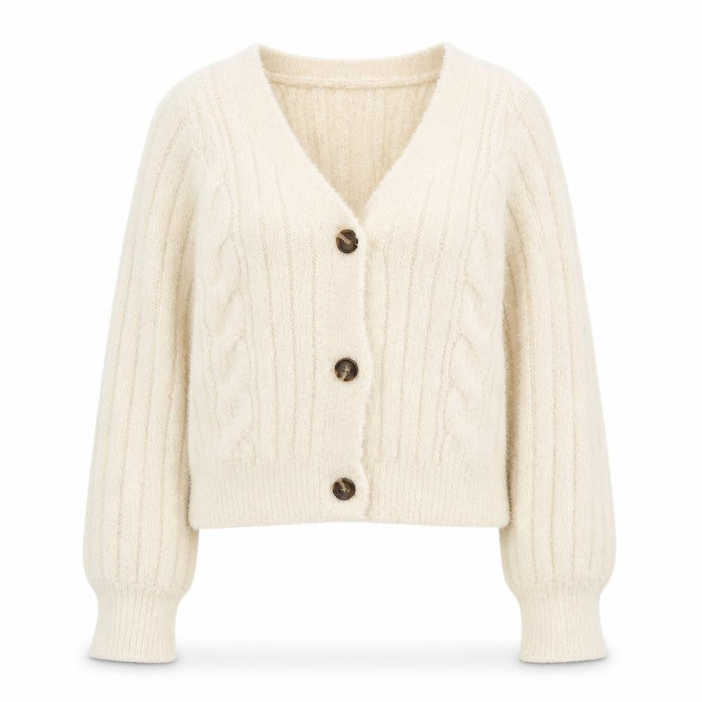 Ruby Moon Women’s Ivory Cable-Knit Button Cardigan Size S