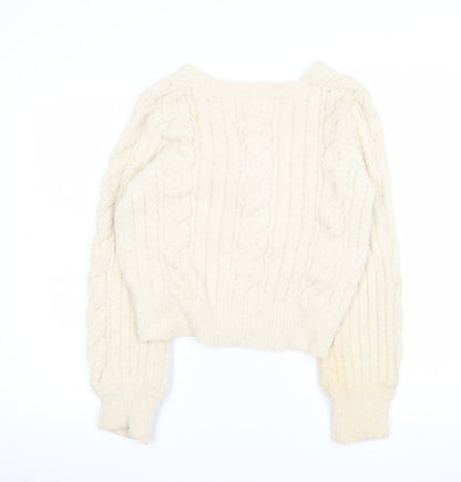Ruby Moon Women’s Ivory Cable-Knit Button Cardigan Size S