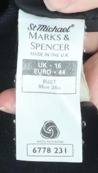 Marks & Spencer Women’s Black Wool Blend Overcoat Size 16