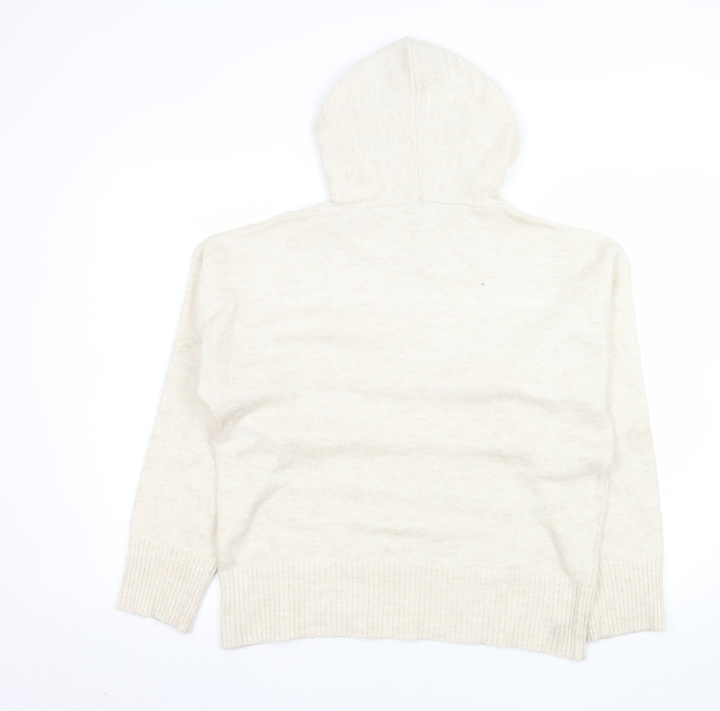 Sosandar Womens Beige Pullover Hoodie Size 14 Wool Blend