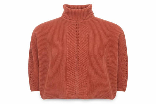 Front view of Miss Selfridge Women’s Brown Roll Neck Acrylic Jumper, size UK 12