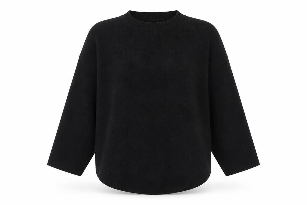 Alcedudu Women’s Black Crew Neck Knit Pullover Jumper Size L