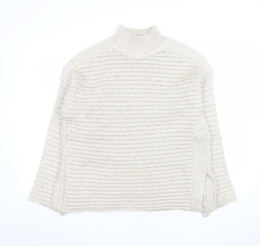 Marks and Spencer Men's Beige M Chunky Knit Mock Neck Jumper