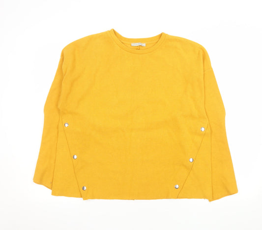 Zara Trafaluc Women Yellow Long Sleeve Pullover Sweatshirt Size 10