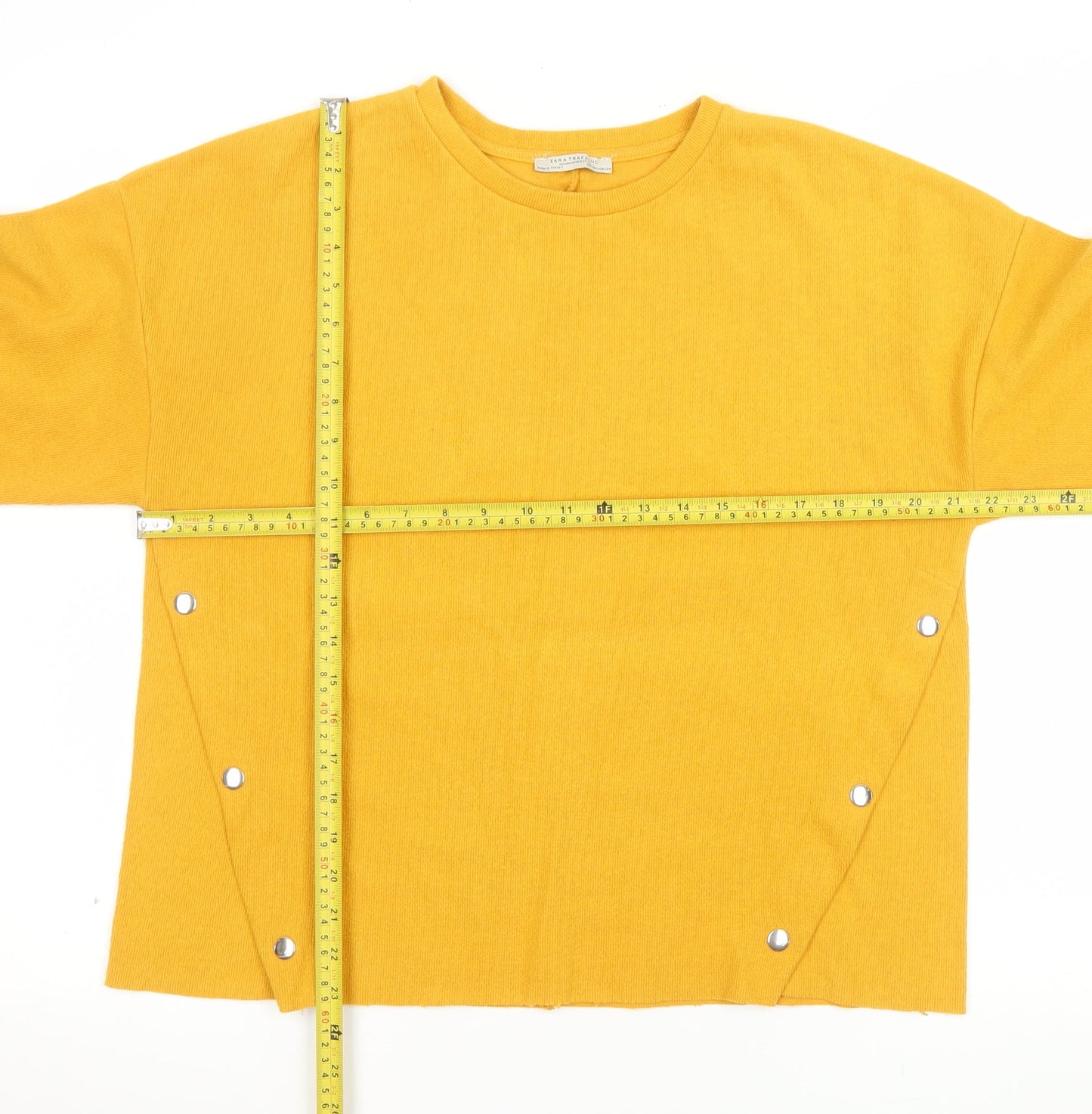 Zara Trafaluc Women Yellow Long Sleeve Pullover Sweatshirt Size 10