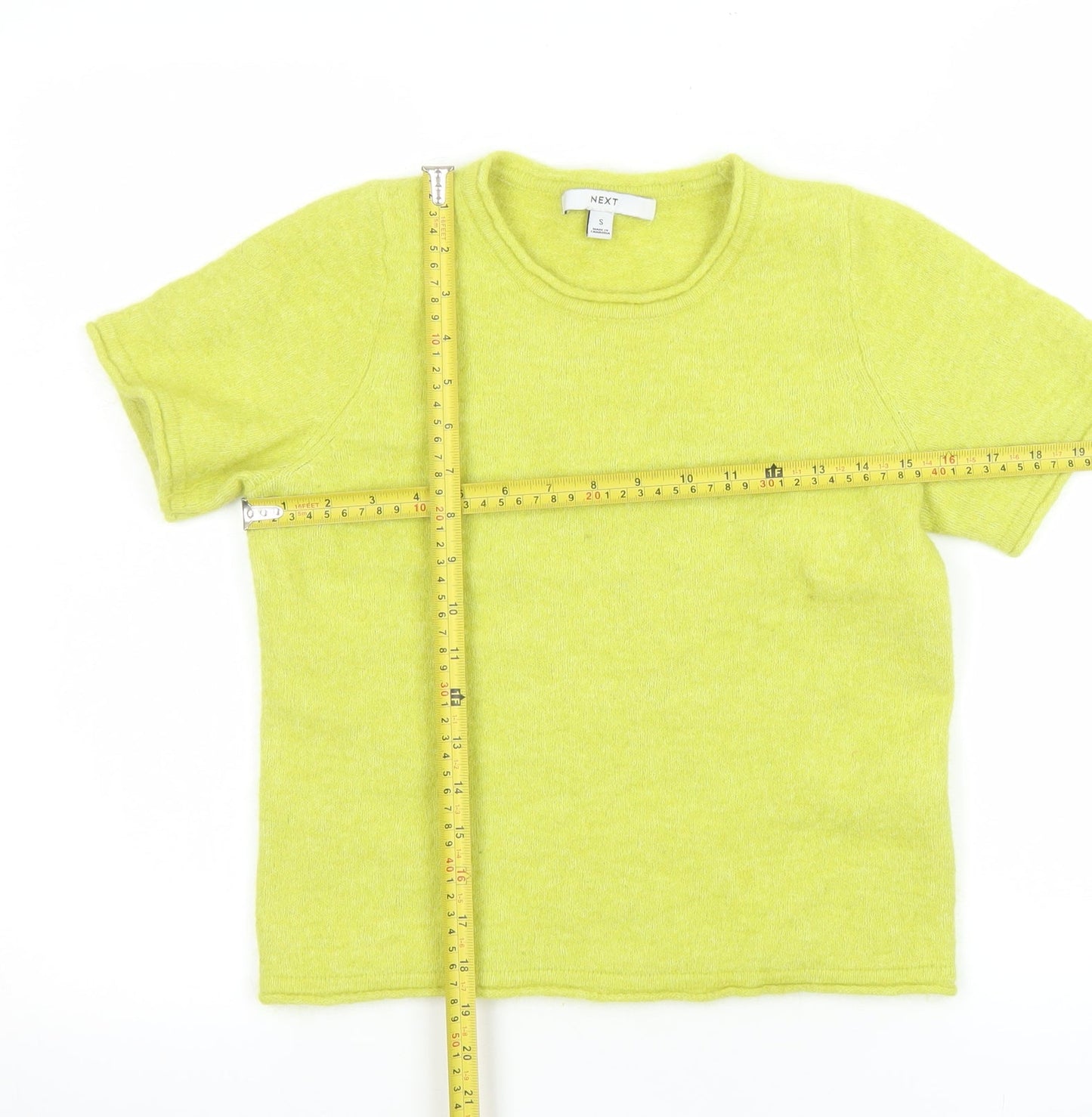 Next Women’s Yellow Alpaca Wool Blend Knit Short Sleeve T-Shirt Size S