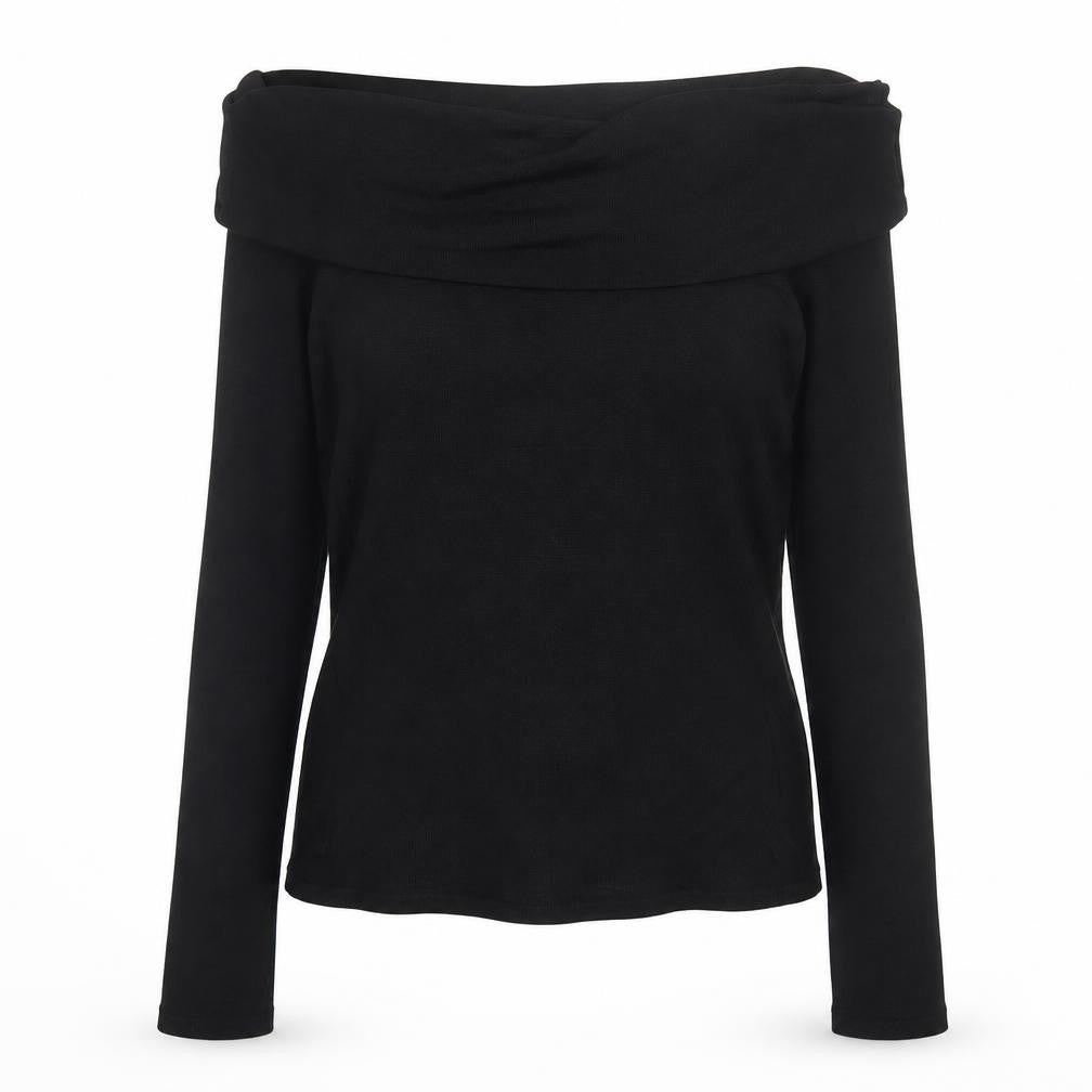 Karen Millen Women’s Black Off Shoulder Long Sleeve Blouse Size 10