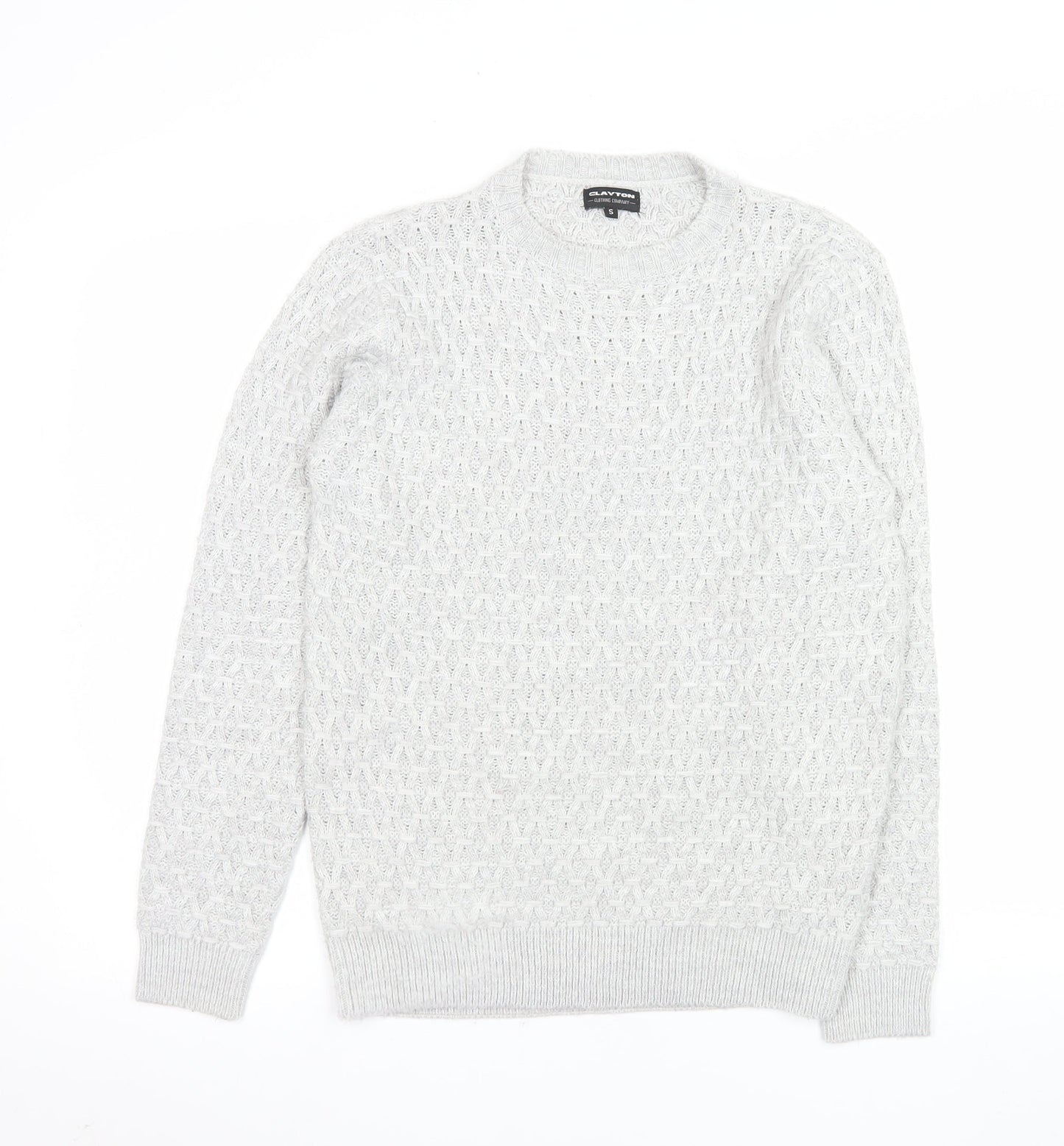 Clayton Men's Grey Cable Knit Pullover Jumper Size S