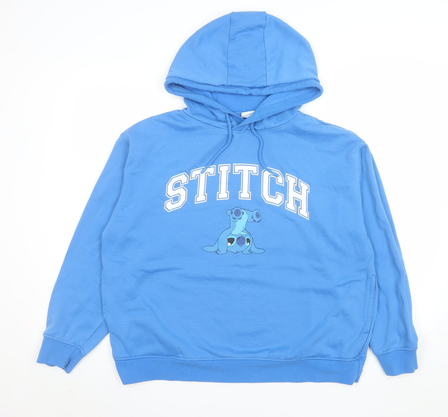 Disney Women's Blue Stitch Hoodie L Pullover Hooded Sweatshirt