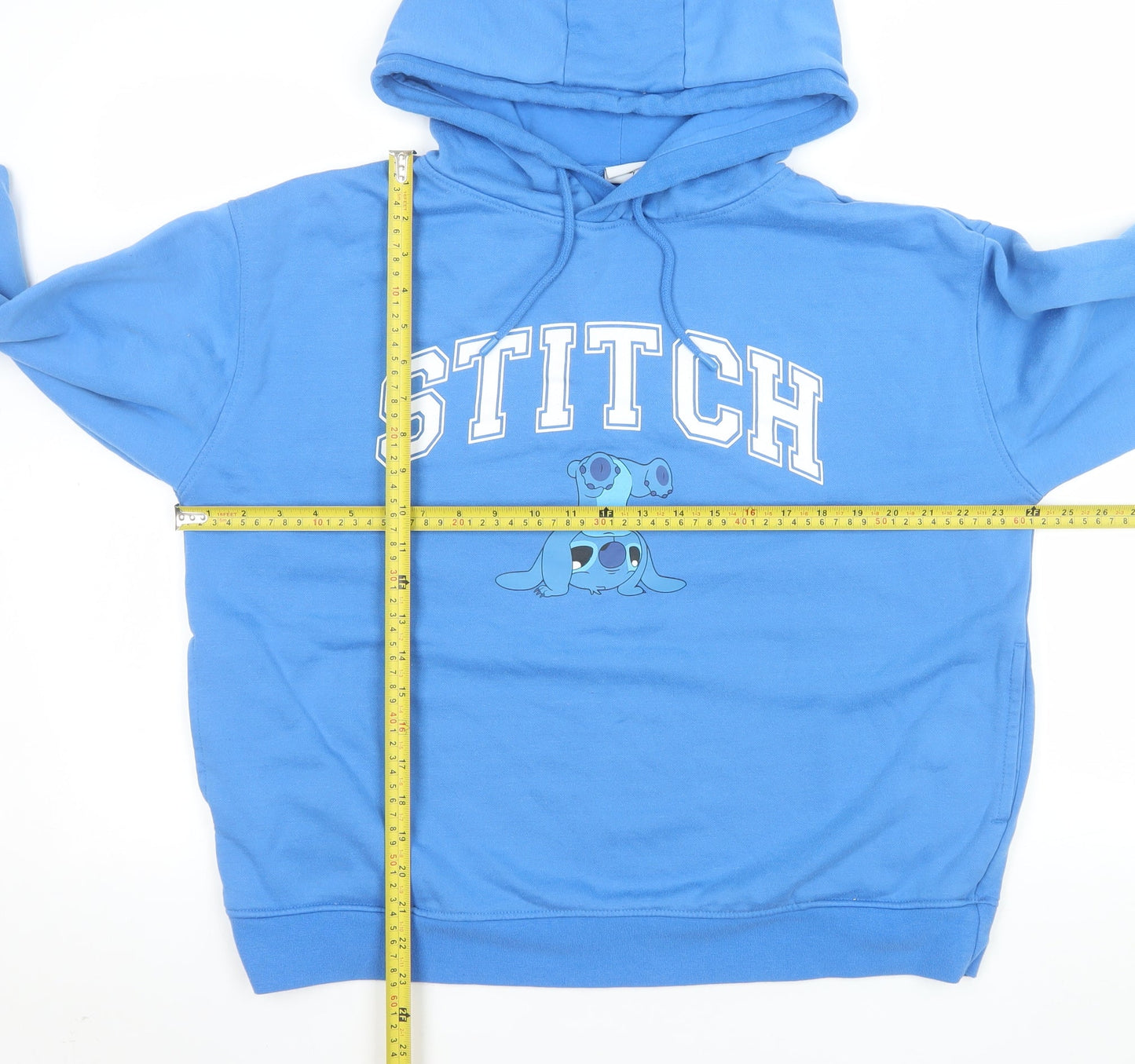 Disney Women's Blue Stitch Hoodie L Pullover Hooded Sweatshirt