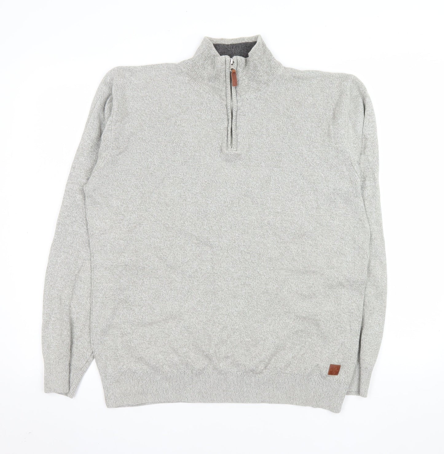 Next Men’s Grey Cotton 1/4 Zip Knit Sweatshirt Size M