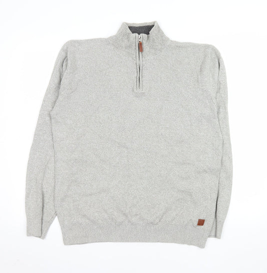 Next Men’s Grey Cotton 1/4 Zip Knit Sweatshirt Size M