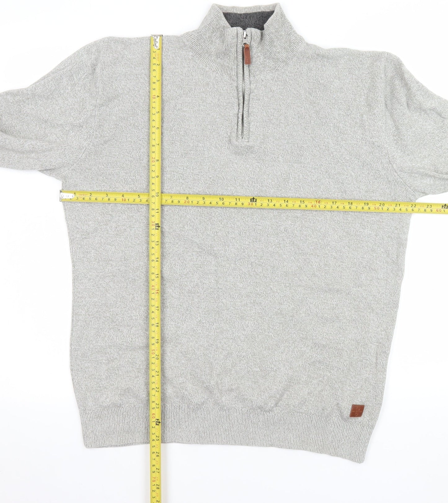 Next Men’s Grey Cotton 1/4 Zip Knit Sweatshirt Size M