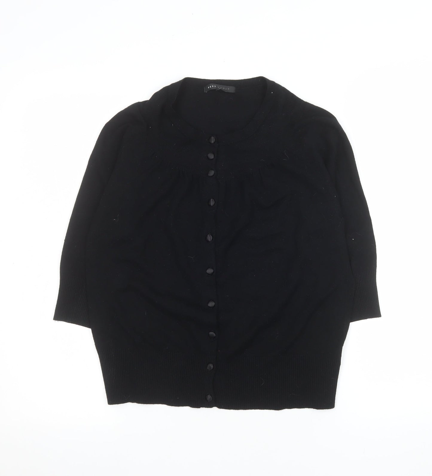 Next Women Black Size 14 Cardigan 3/4 Sleeve Knit Jumper